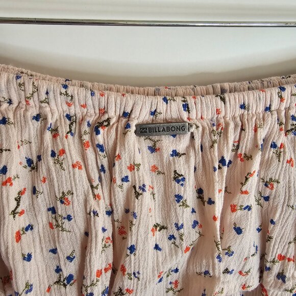 Billabong Soft Pink Dainty Floral Whimsy Strapless Ruffle Romper - Picture 3 of 4